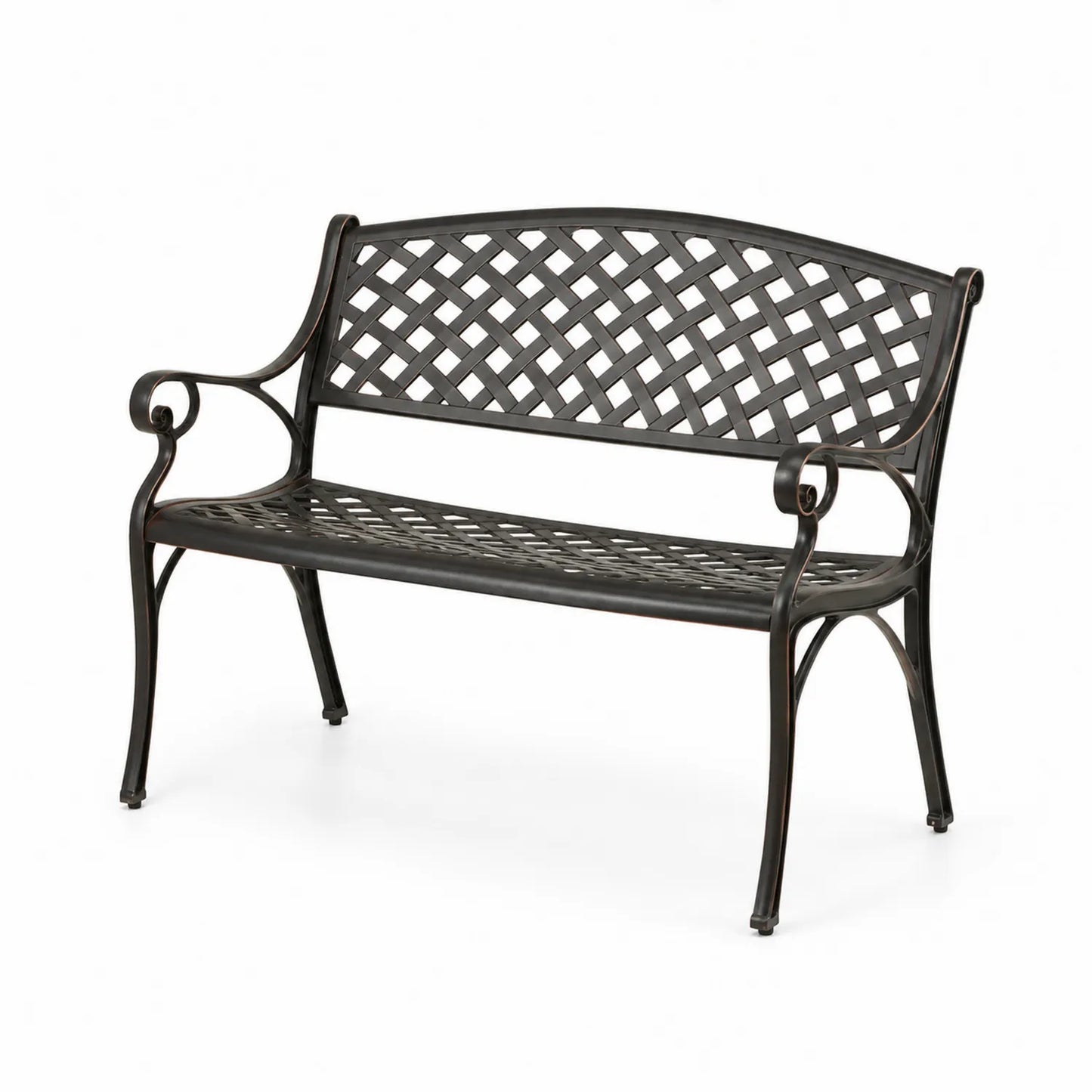 Banco de aluminio con diseño de enrejado, 120 cm, Negro