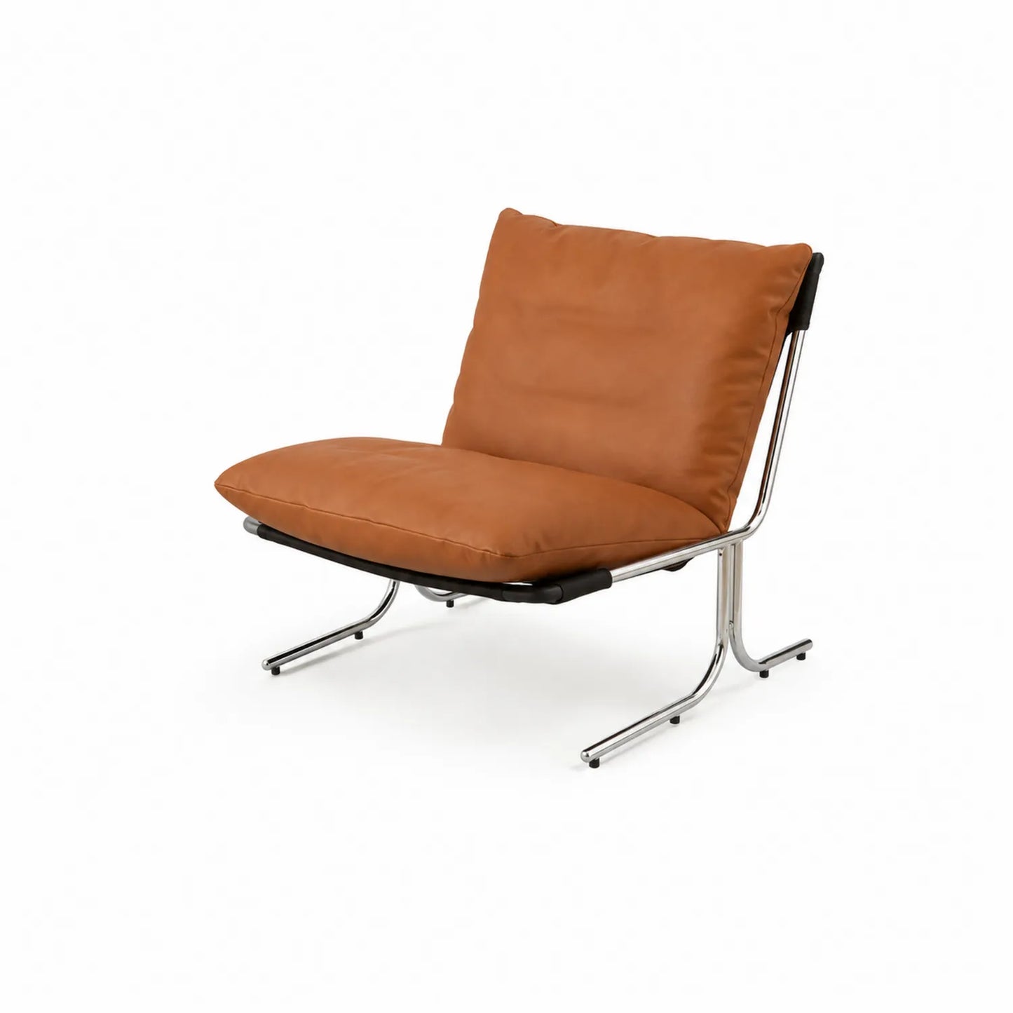 Silla de Cuero Sintético Marrón con Estructura de Metal