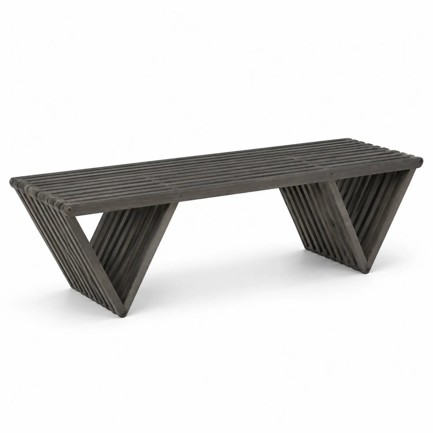 Banco de madera de acacia geométrico 160x35x45 cm Gris oscuro