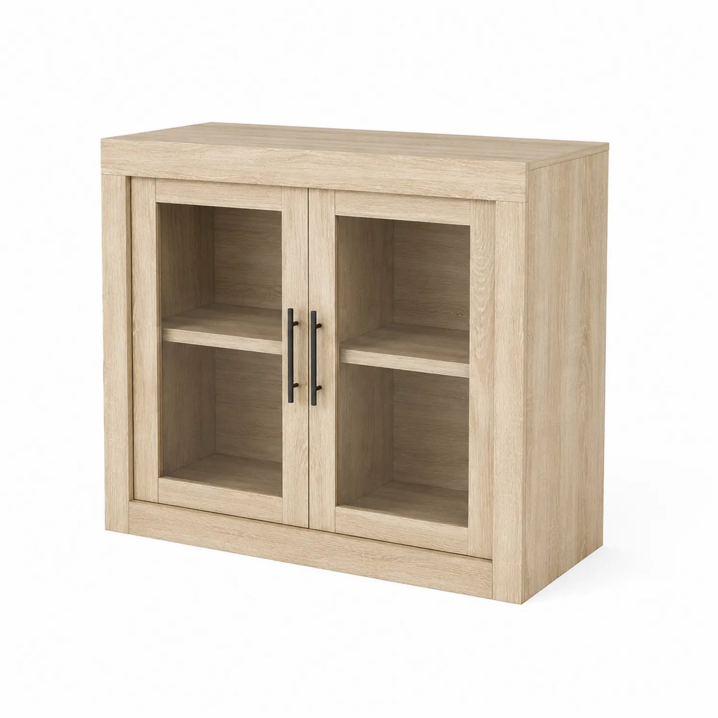 Aparador de Madera Aglomerada Roble Natural con Puertas de Cristal