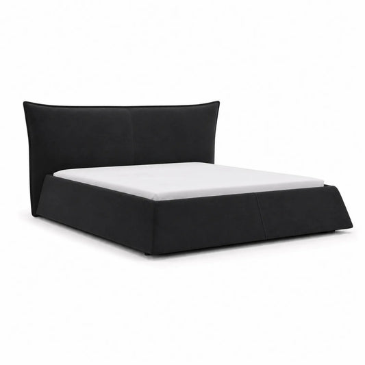 Cama doble de microfibra negra 200x160 cm