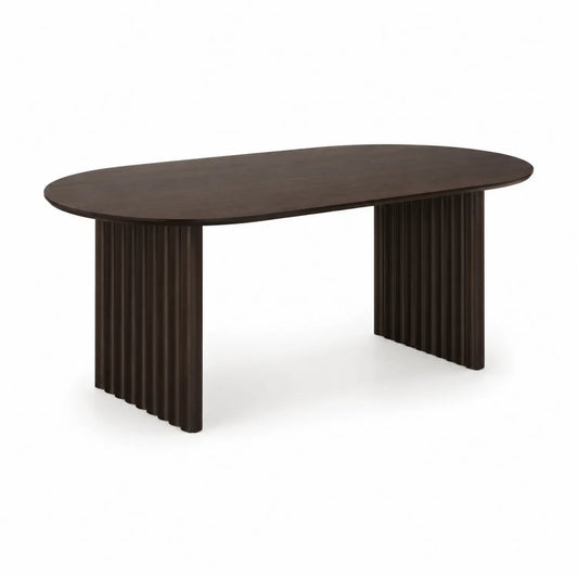 Mesa de comedor ovalada de madera maciza