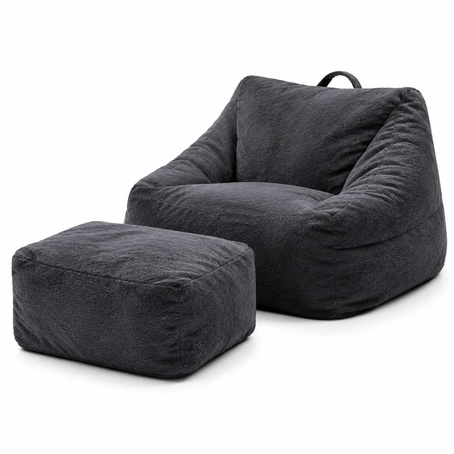 Sillón Puff de Tela con Reposapiés Color Antracita