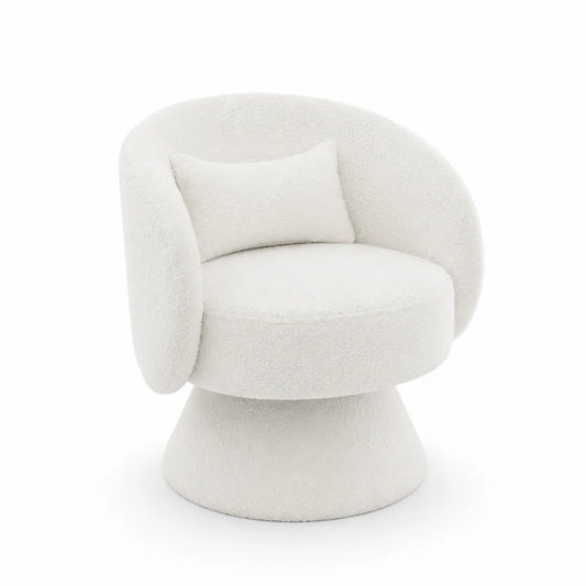 Silla de poliéster con cojín decorativo, 75x80x75 cm, Blanco