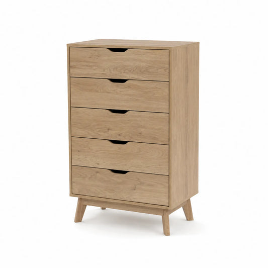 Cómoda de Madera de Roble con 5 Cajones