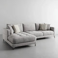 Sectional Sofa Velvet Upholstery 300x150x85 cm - Light Gray - Contemporary Design