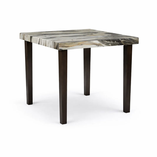 Mesa cuadrada de mármol y madera 80x80x75 cm
