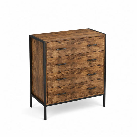 Cómoda de Madera y Metal Marrón con 5 Cajones 80x40x100 cm
