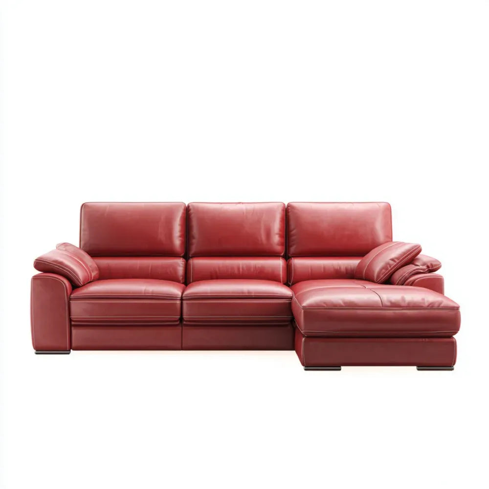 Leather Sectional Sofa 270x150x85 cm - Red - Contemporary Design
