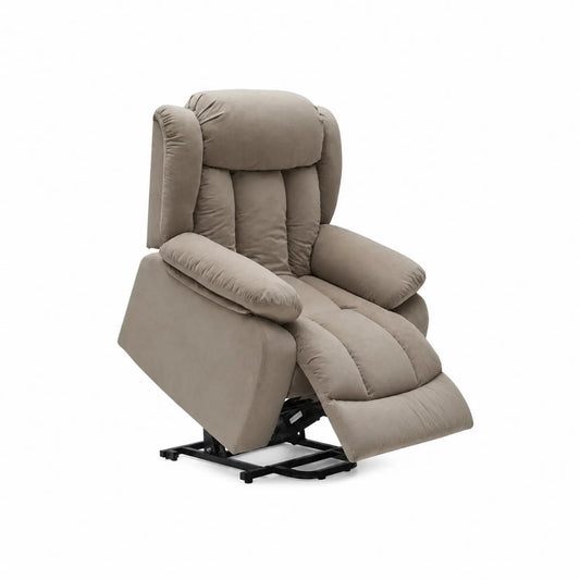 Sillón reclinable eléctrico de poliéster beige