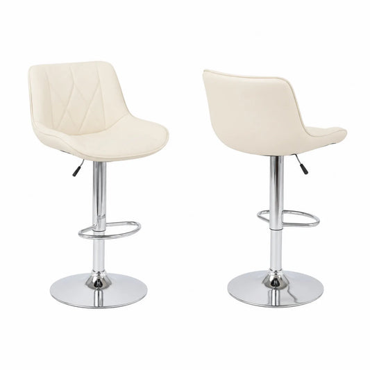 Taburete de Bar de Cuero PU Crema con Base Cromada