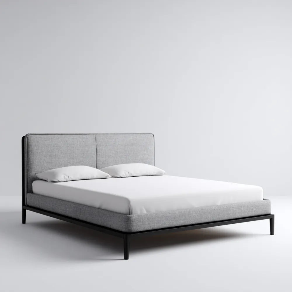 Double Bed Upholstered Fabric 200x160x100 cm - Light Grey - Modern Design