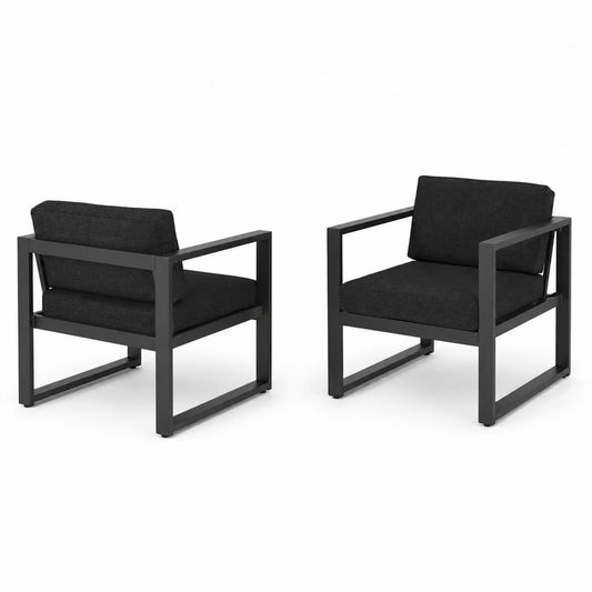 Sillas de Exterior de Metal y Tela Negra