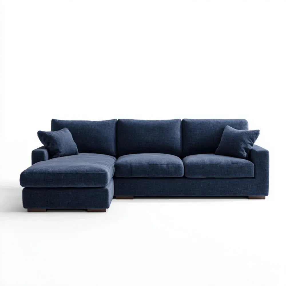 Sectional Sofa Fabric Upholstery 260x150x85 cm – Dark Blue – Contemporary Design