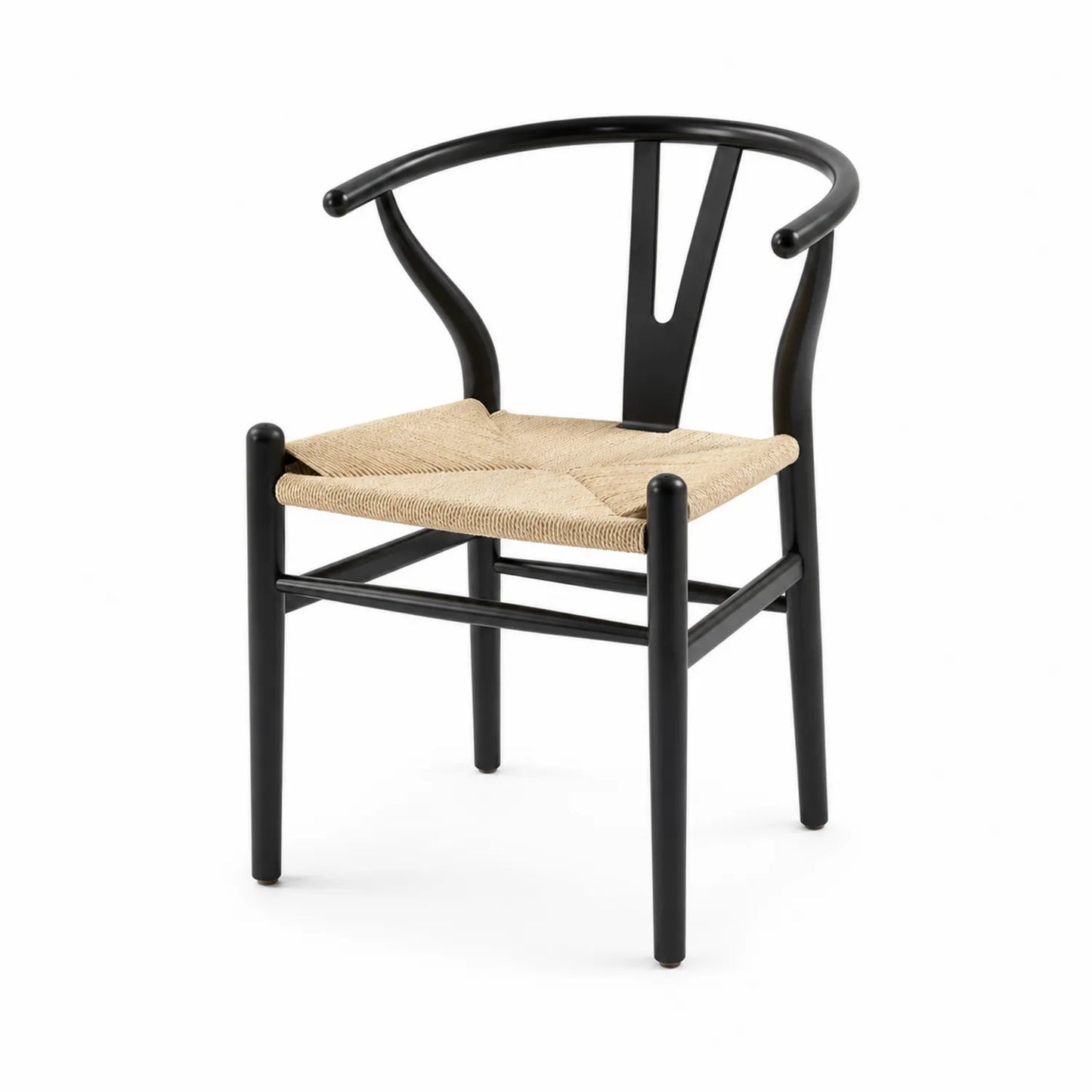 Silla de madera con asiento de cuerda trenzada