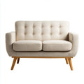 Loveseat Sofa Fabric Upholstered 140x80x85 cm - Beige - Mid-Century Modern