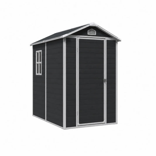 Caseta de almacenamiento de resina negra con ventana y ventilación 185x152x226 cm