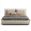 Double Bed Fabric Upholstery 200x160x100 cm - Beige - Contemporary Design