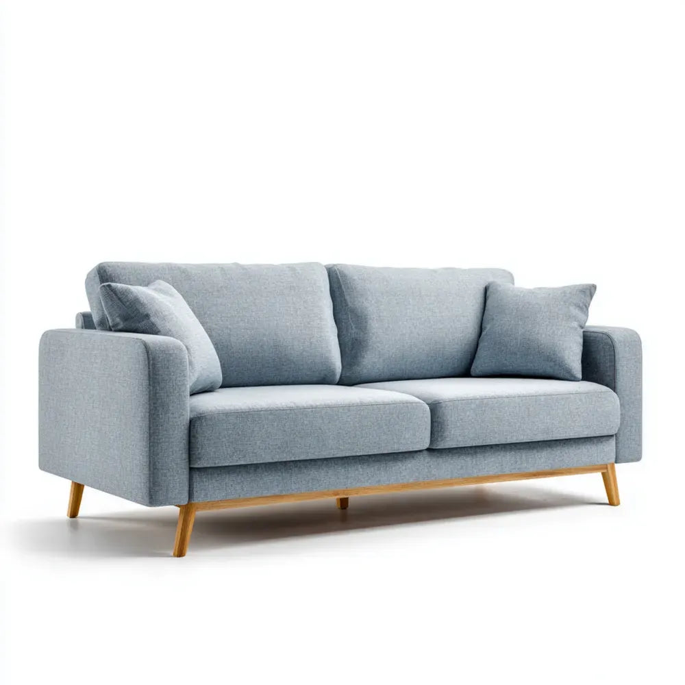 3-Seater Sofa with Fabric Upholstery 200x90x85 cm - Light Blue - Modern Design
