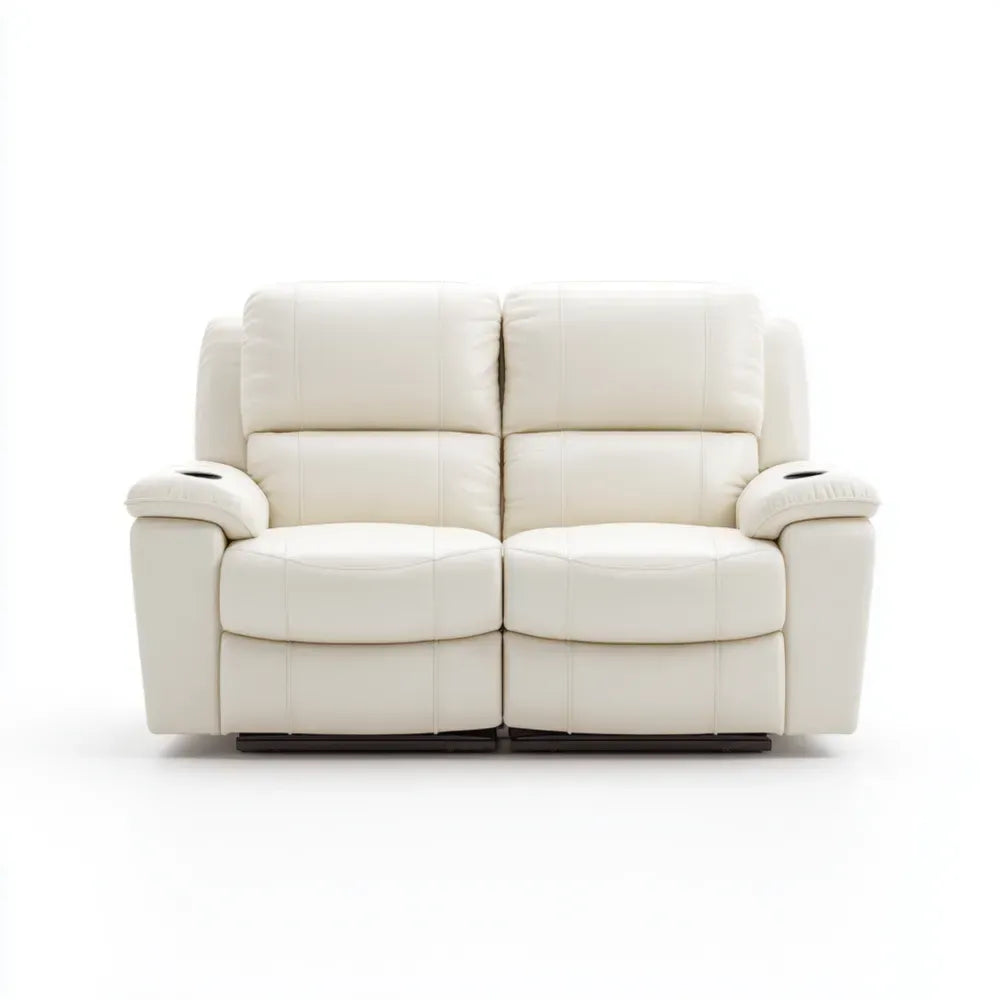 Recliner Sofa Leather Upholstery 150x90x100 cm - Cream - Modern Design