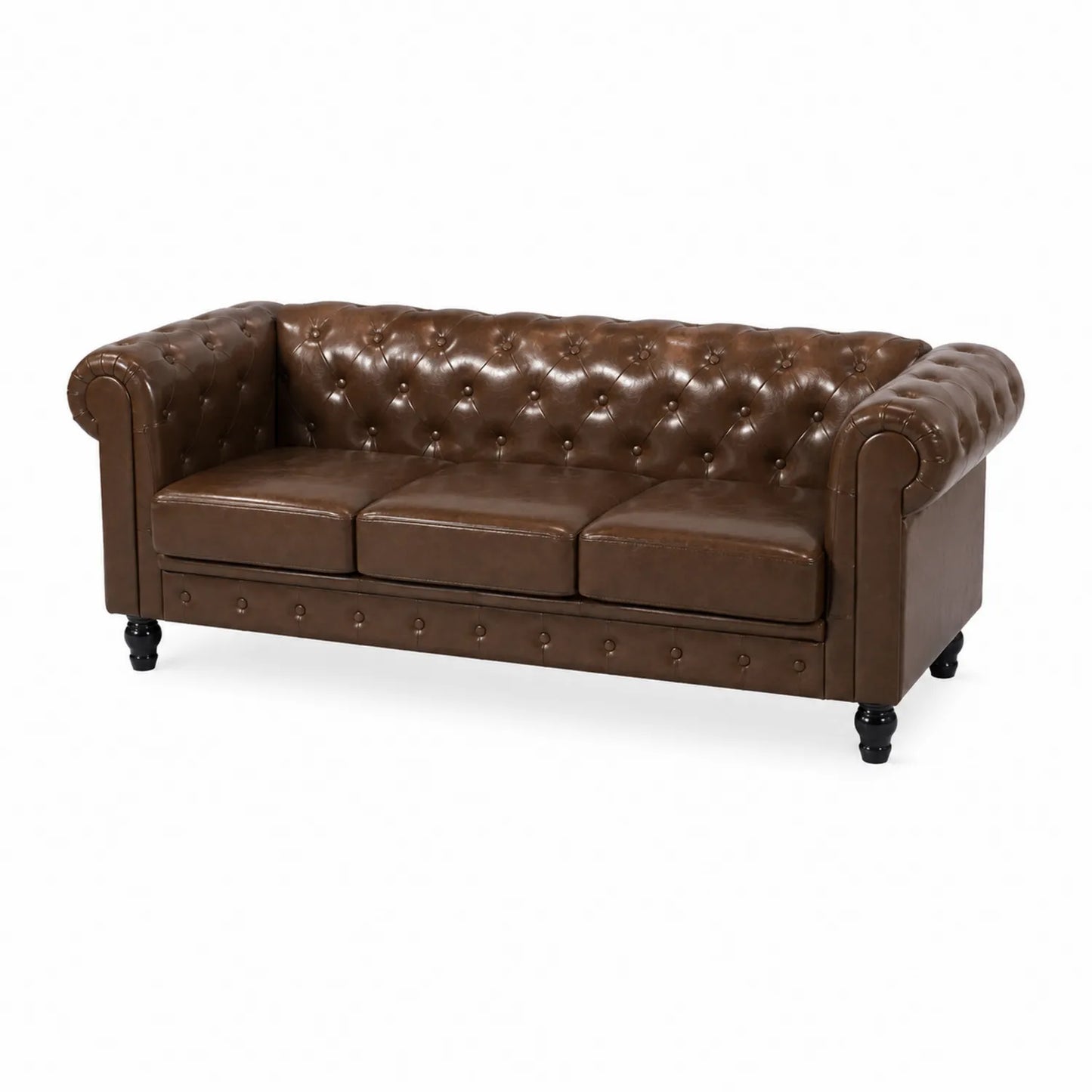 Sofá Chesterfield de 3 plazas de cuero sintético
