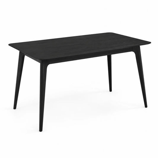 Mesa de comedor de madera maciza negra 140x80x75 cm