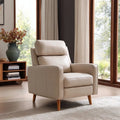 Leather Armchair Comfortable Upholstery 85x90x100 cm – Beige – Modern Style