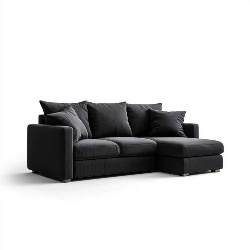 Sectional Sofa Set Fabric Upholstery 260x160x85 cm - Black - Modern Design
