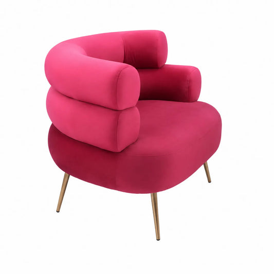 Butaca de terciopelo con patas metálicas, color fucsia