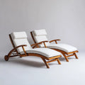 Patio Recliners 180x60x75 cm Solid Wood Frame with Cushion – White – Classic Outdoor Design