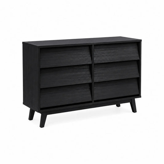 Cajonera de madera negra con seis cajones 120x40x75 cm