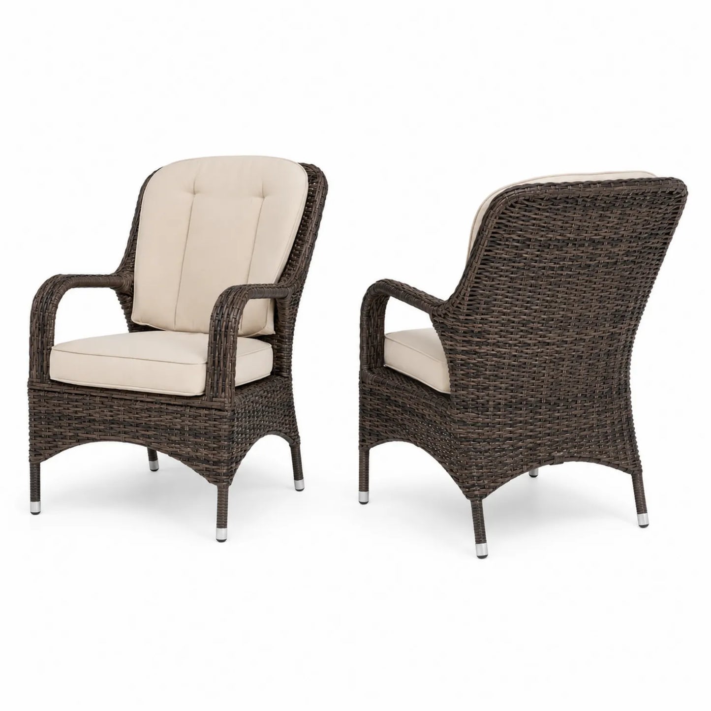 Sillas de Ratán Sintético Marrón con Cojines Beige