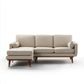 Sectional Sofa Fabric Upholstered 250x90x85 cm - Beige - Mid-Century Design