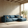 Sectional Sofa Fabric Upholstery 250x100x85 cm - Blue - Contemporary Design