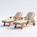 Wooden Patio Recliners Set 200 cm x 70 cm x 100 cm with Cushions - Outdoor Furniture - Beige - Traditional Style