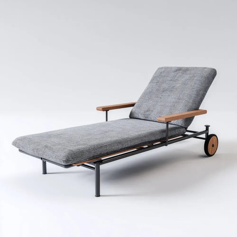Patio Recliner with Cushion 195x70x35 cm - Grey - Modern Design