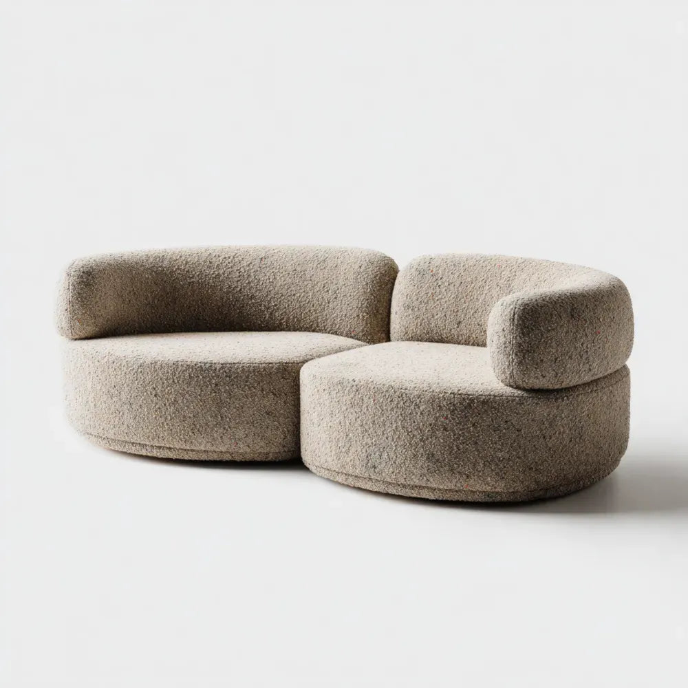 Modern Boucle Fabric Sofa Set 220x110x70 cm - Beige - Contemporary Design