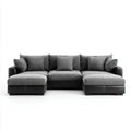 Sectional Sofa Set Fabric Upholstery 250x90x85 cm - Gray/Black - Modern Design