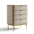 Chest of Drawers 60x40x95 cm MDF 4-Drawer Beige with Golden Base