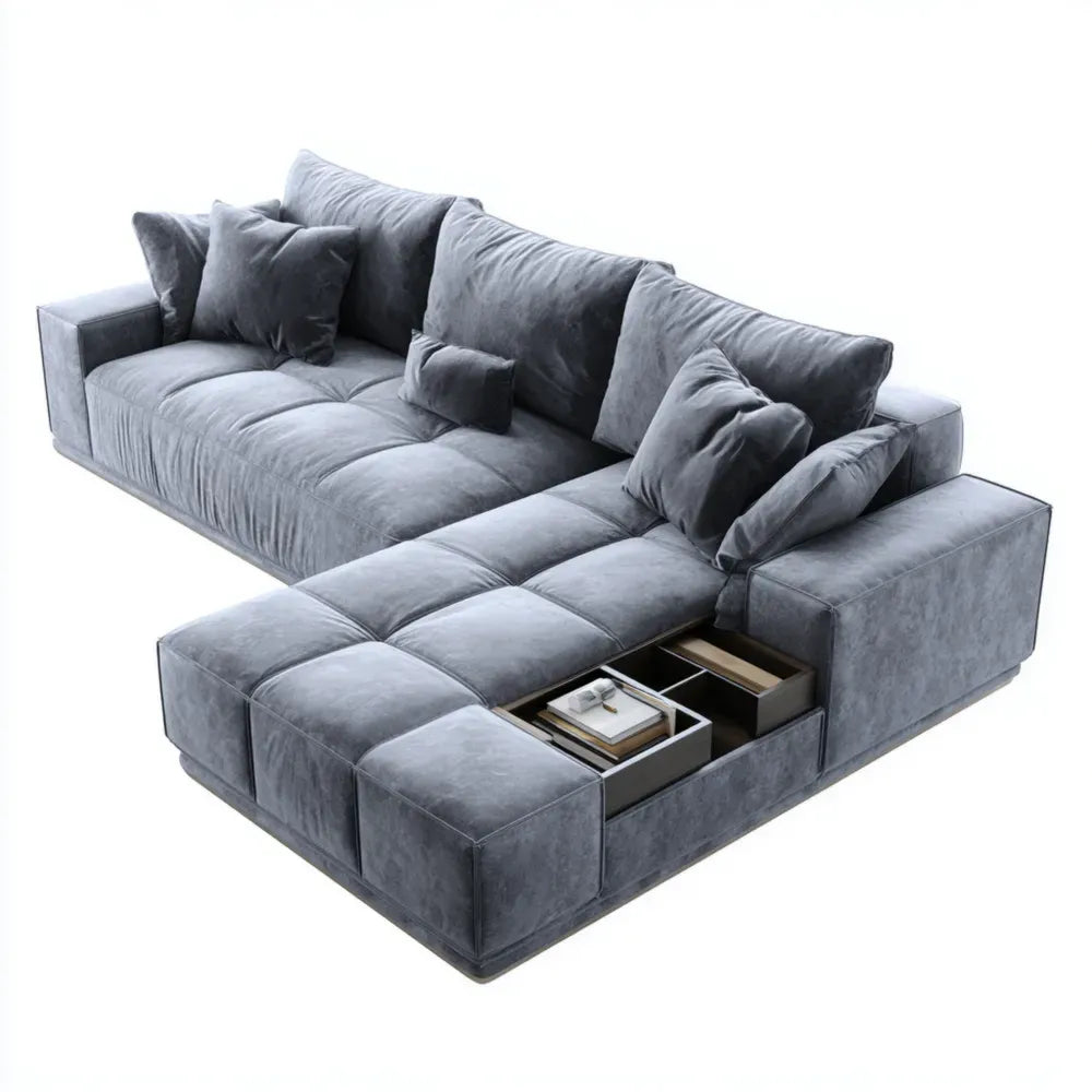 Sectional Sofa Set Velvet Upholstered 280x160x90 cm - Dark Gray - Modern Design