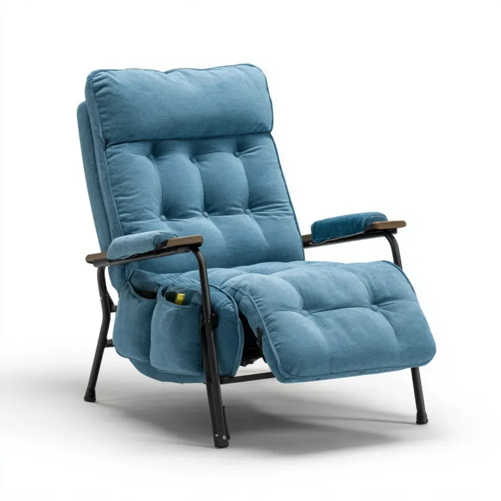 Reclining Armchair - 78x80x105 cm - Fabric Upholstery - Adjustable - Light Blue - Contemporary