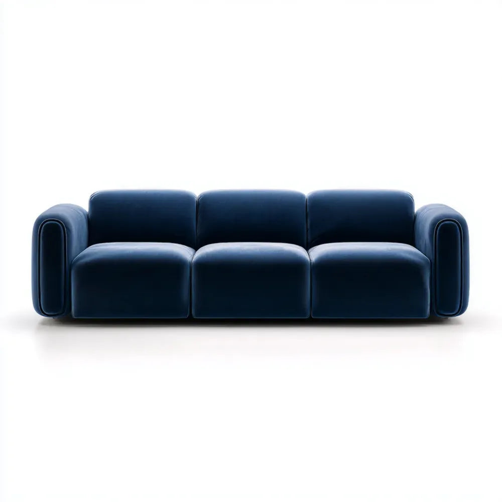 Modern Style Velvet Sofa Set 240x100x70 cm - Navy Blue